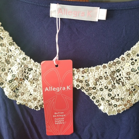 NWT Sweet💕AllegraK sequin collar stretchy top szL - Picture 2 of 4